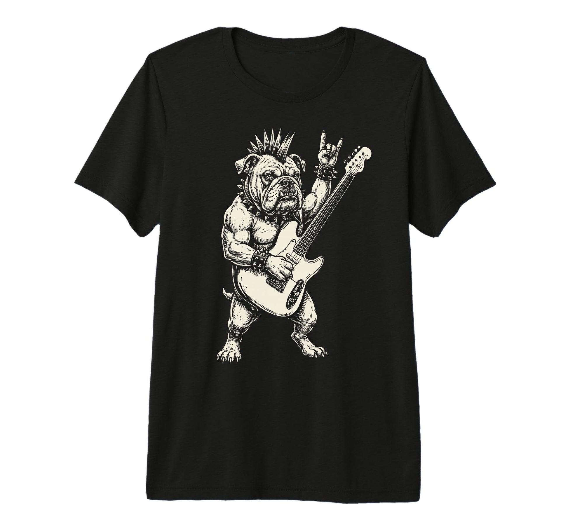 Funny Bulldog Dog Playing Guitar Rock T-Shirt - Streetwear Style Men Women - T-Shirt, Sweatshirt, Hoodie