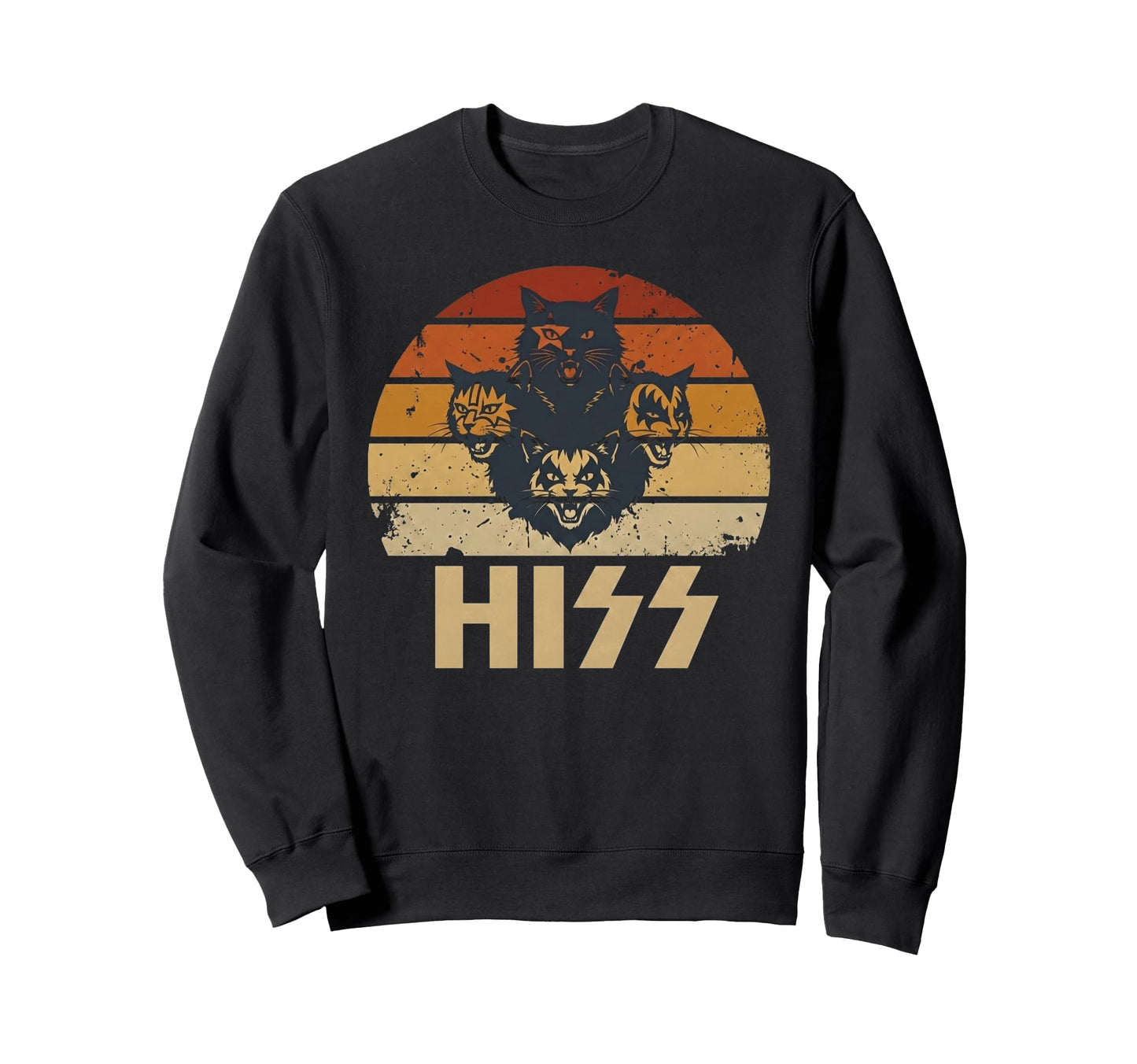 Hiss Cats Kittens Rock Rockin Pun Sweatshirt - Custom Art Print Men Women - T-Shirt, Sweatshirt, Hoodie