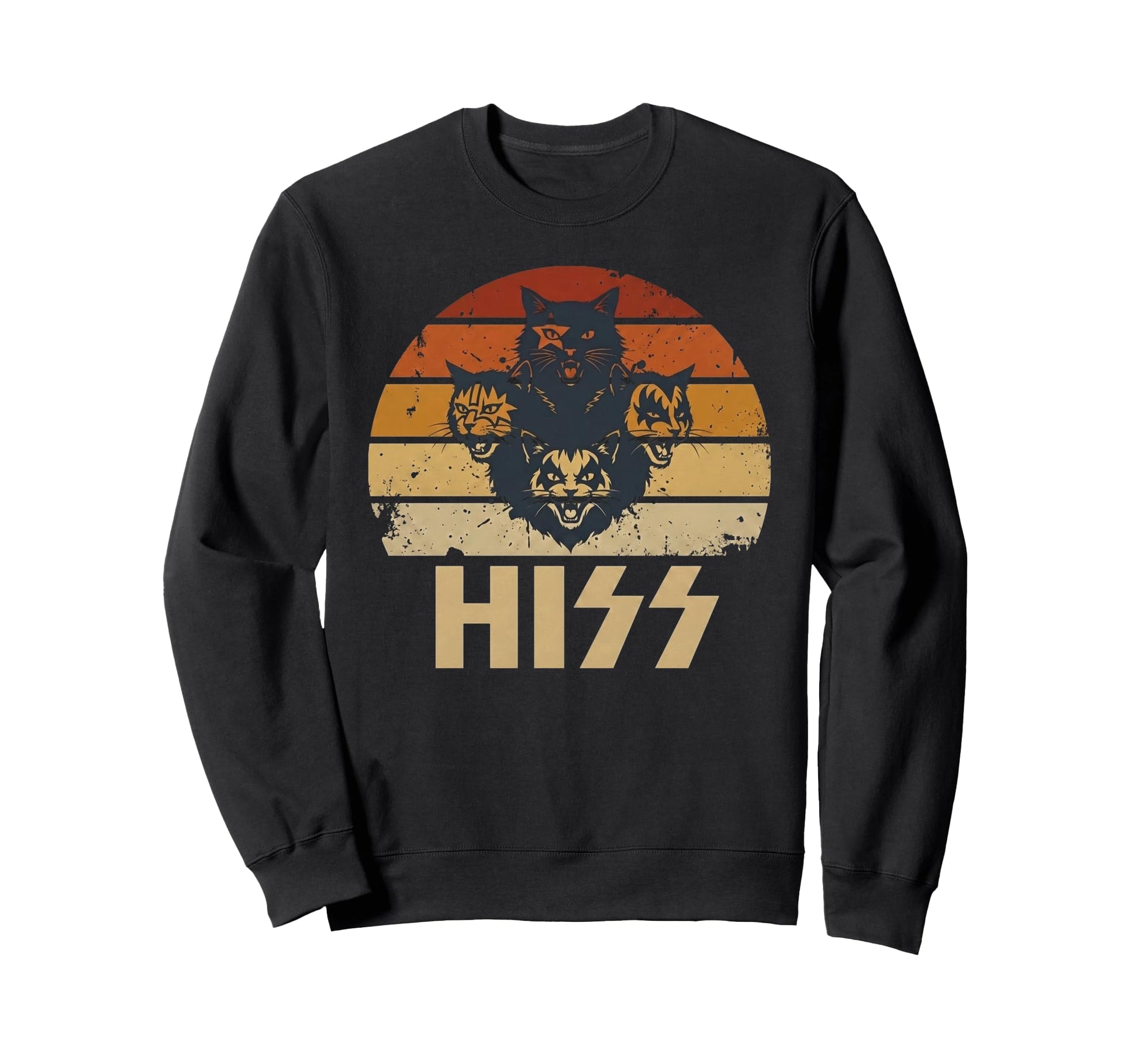 Hiss Cats Kittens Rock Rockin Pun Sweatshirt - Custom Art Print Men Women - T-Shirt, Sweatshirt, Hoodie