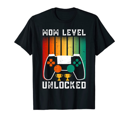 Mom Level Unlocked Gamer Pregnancy T-Shirt - Unique Graphic for Adults - T-Shirt, Sweatshirt, Hoodie