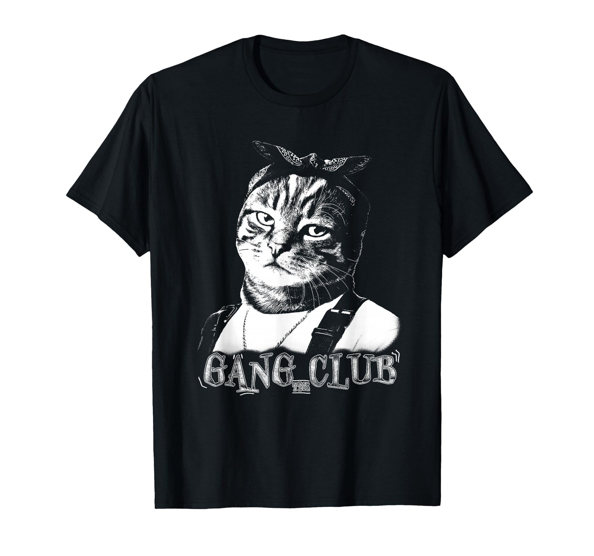 Gang Club Cat Bandana 90S Hip Hop Old T-Shirt - Streetwear Style Unisex - T-Shirt, Sweatshirt, Hoodie