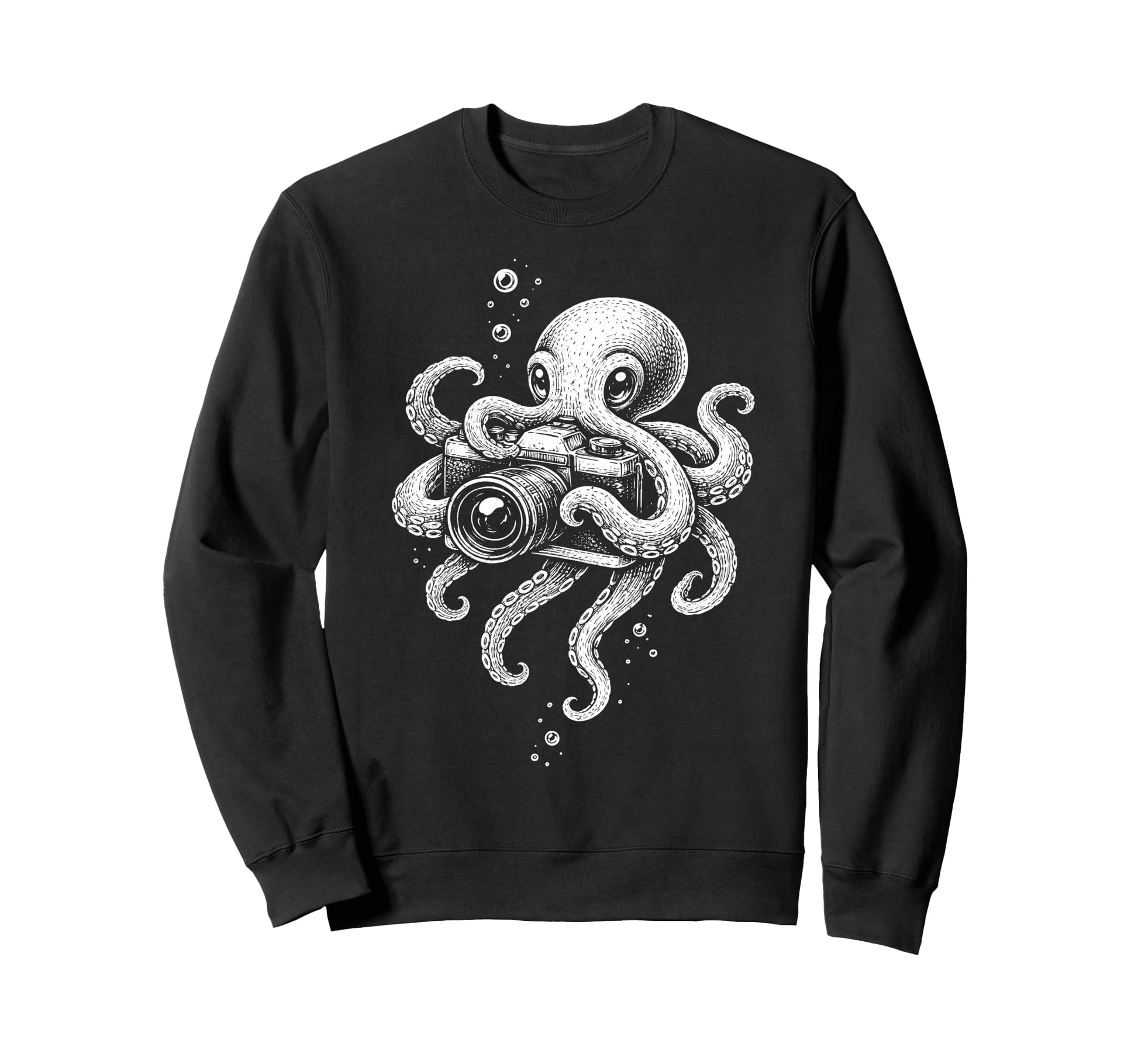 Camera Octopus Photographer Art Sweatshirt - Custom Art Print for Adults - T-Shirt, Sweatshirt, Hoodie