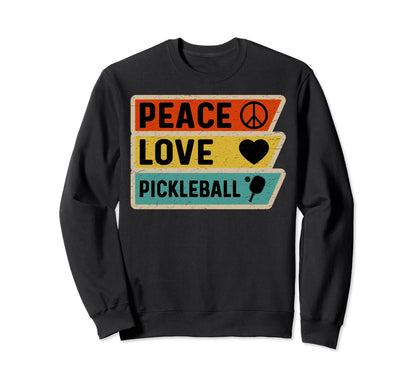 Distressed Peace Sign Love Pickleball Sweatshirt - Trendy Graphic Men Women - T-Shirt, Sweatshirt, Hoodie