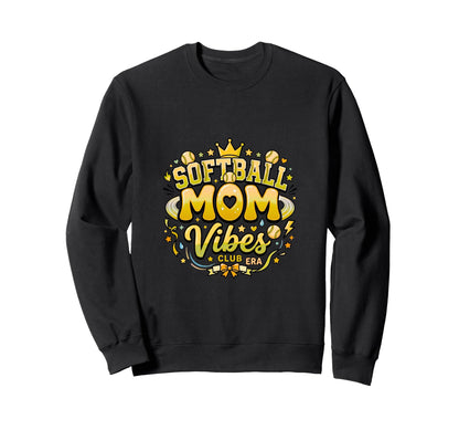 Softball Mom Vibes Club Era Sweatshirt - Fun Novelty Design Unisex - T-Shirt, Sweatshirt, Hoodie