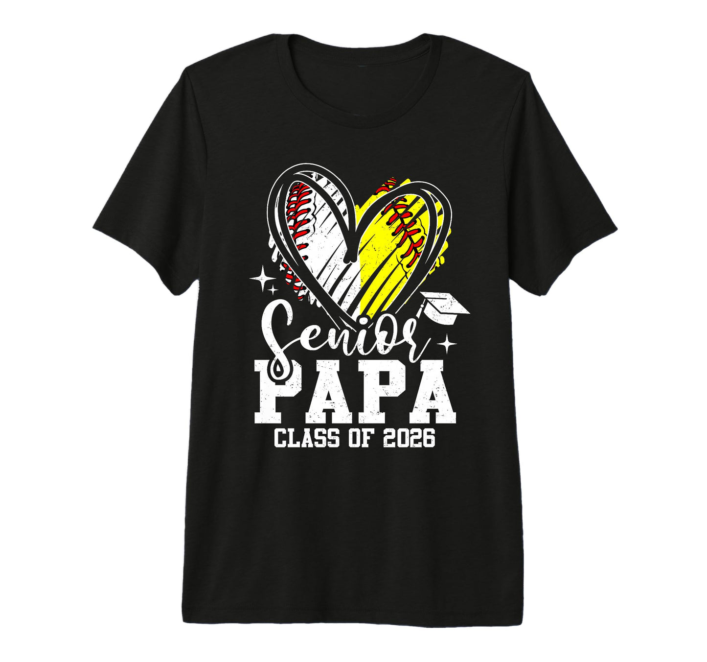 Senior Papa Class 2026 Baseball Softball T-Shirt - Custom Art Print Unisex - T-Shirt, Sweatshirt, Hoodie