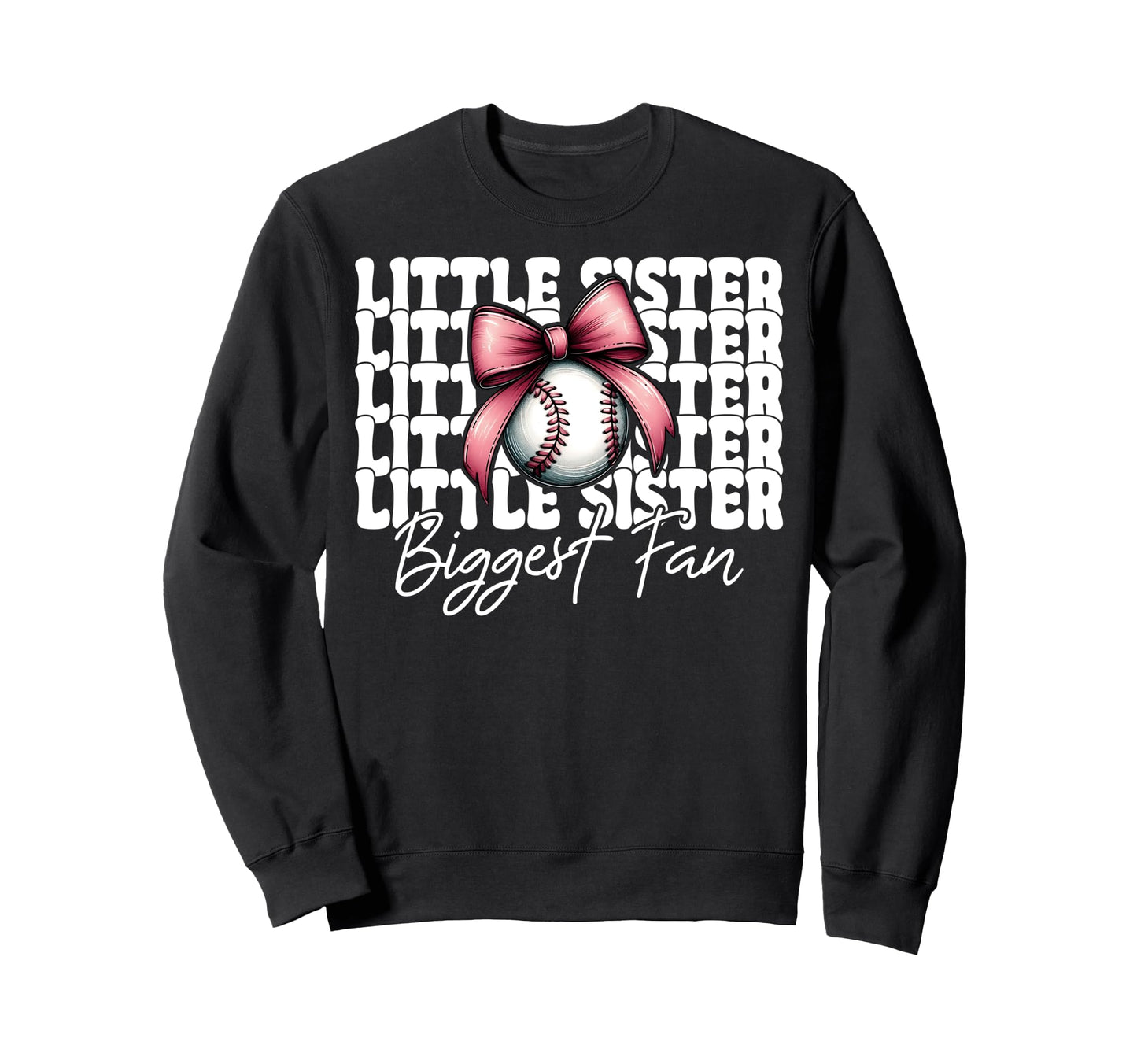 Baseball Sister Coquette Bow Little Sweatshirt - Graphic Print Men Women - T-Shirt, Sweatshirt, Hoodie