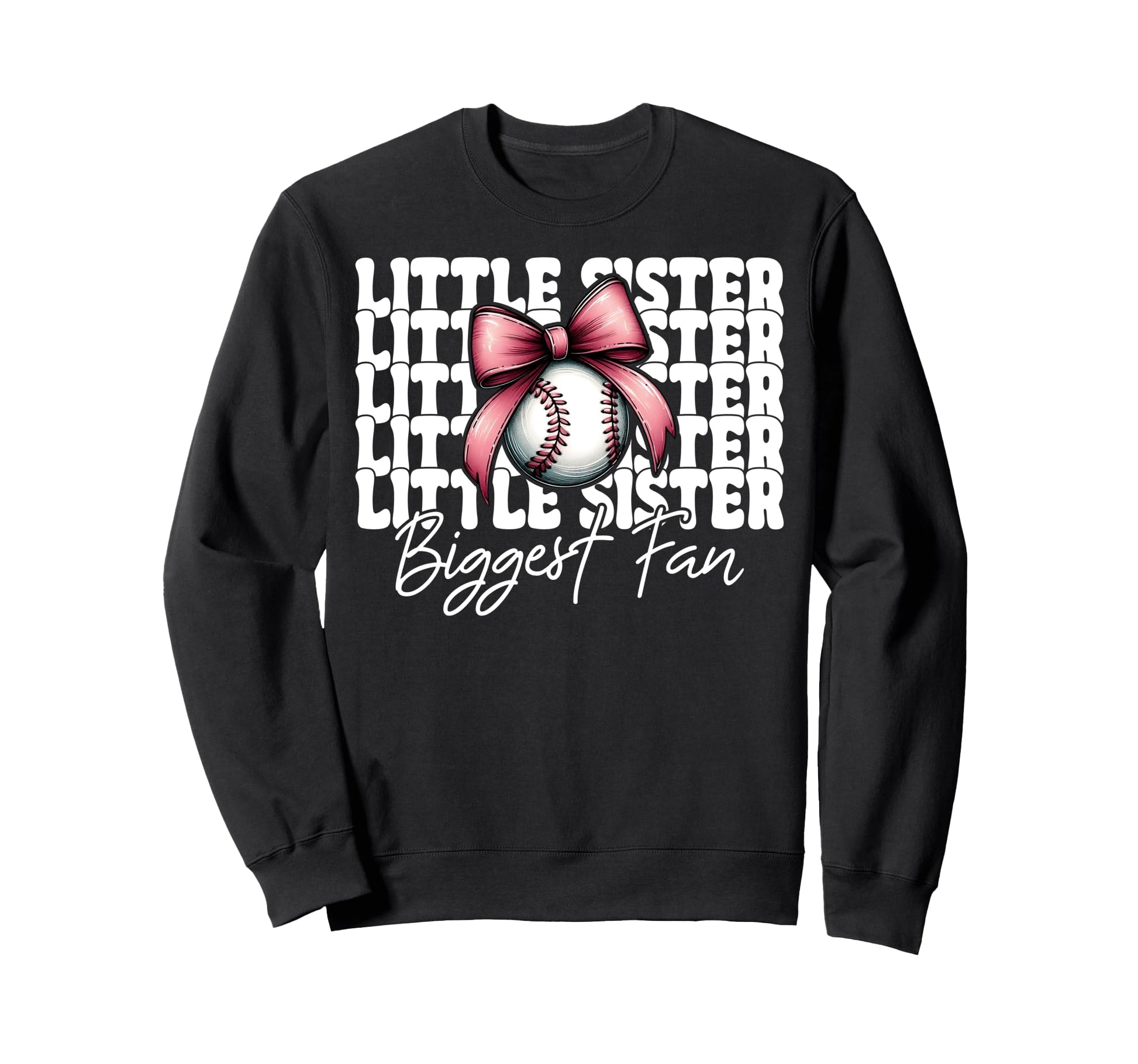 Baseball Sister Coquette Bow Little Sweatshirt - Graphic Print Men Women - T-Shirt, Sweatshirt, Hoodie