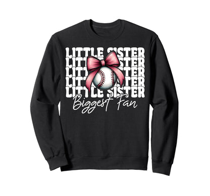 Baseball Sister Coquette Bow Little Sweatshirt - Graphic Print Men Women - T-Shirt, Sweatshirt, Hoodie