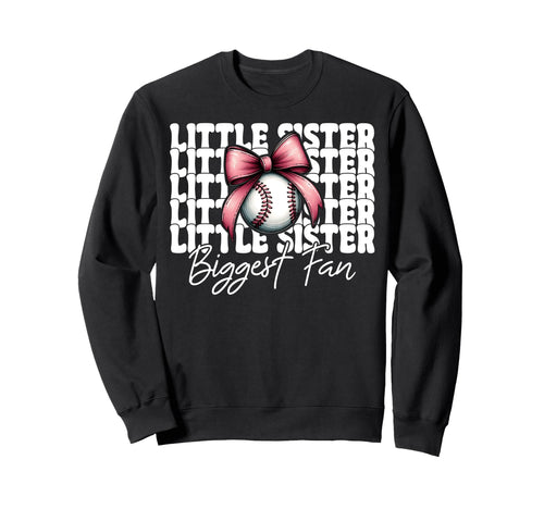 Baseball Sister Coquette Bow Little Sweatshirt - Graphic Print Men Women - T-Shirt, Sweatshirt, Hoodie