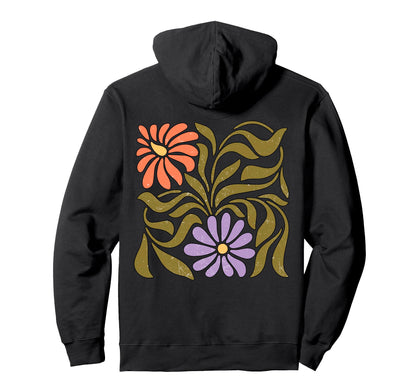 Boho Wildflowers Botanical Floral Hoodie - Custom Art Print Men Women - T-Shirt, Sweatshirt, Hoodie