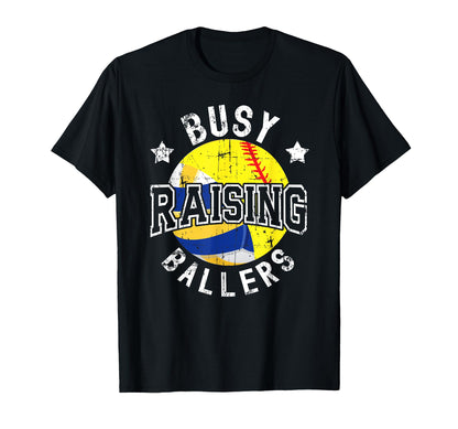 Busy Raising Ballers Volleyball Softball T-Shirt - Custom Art Print Unisex - T-Shirt, Sweatshirt, Hoodie