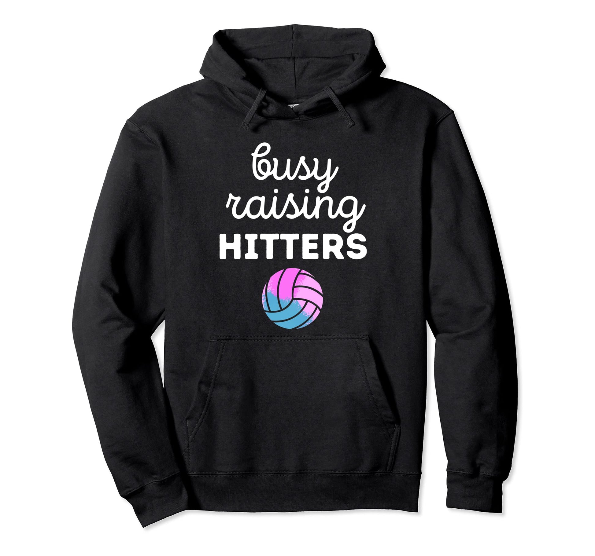 Volleyball Mom Busy Raising Hitters Hoodie - Minimalist Print for Adults - T-Shirt, Sweatshirt, Hoodie