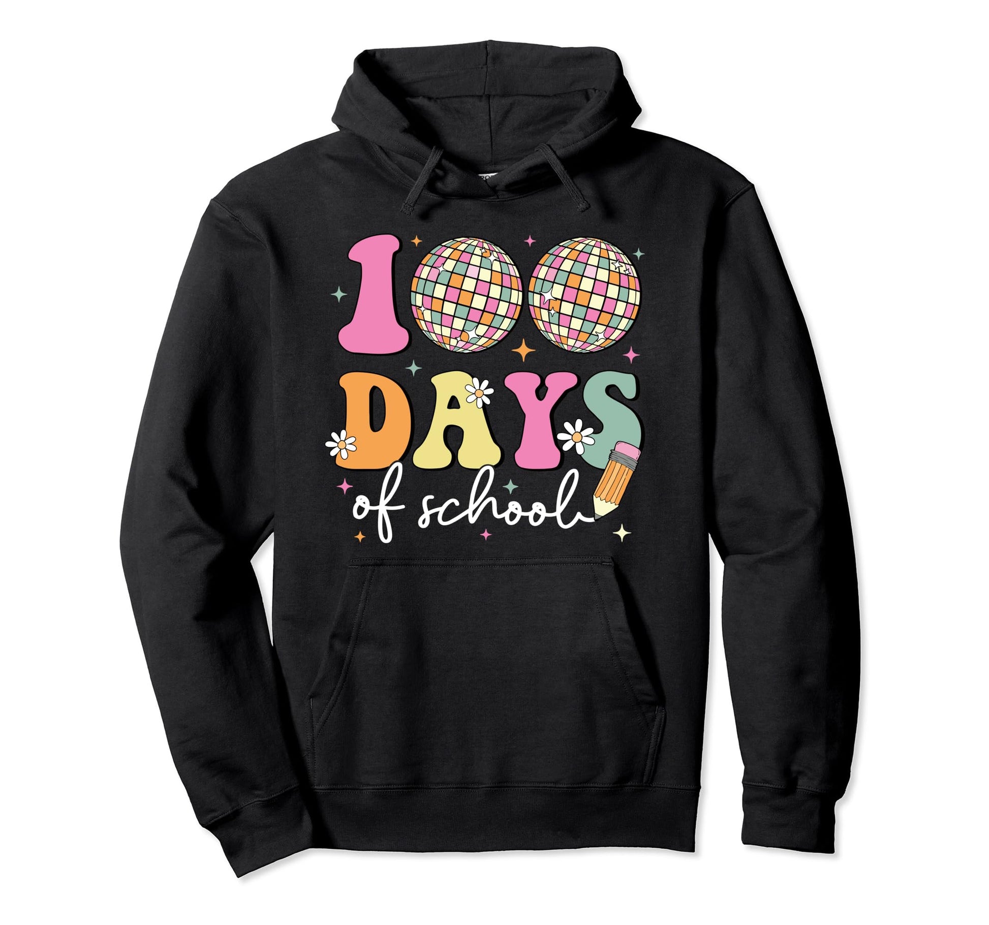 100 Days School Disco 100Th Day Teacher Hoodie - Graphic Print Unisex - T-Shirt, Sweatshirt, Hoodie