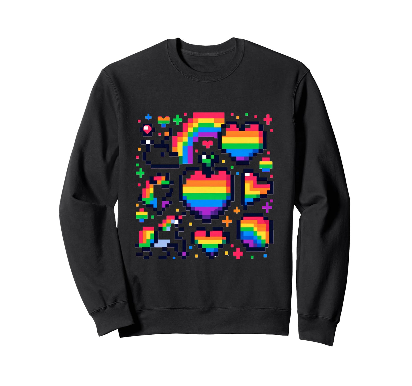 Pixelated Pride Rainbow Lesbian Gay Csd Sweatshirt - Graphic Print Unisex - T-Shirt, Sweatshirt, Hoodie