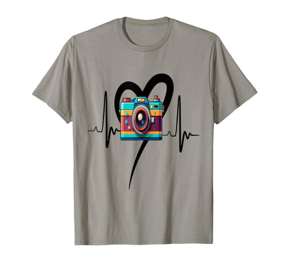 Womens Funny Camera Heartbeat T-Shirt - Unique Graphic Men Women - T-Shirt, Sweatshirt, Hoodie
