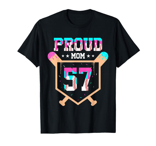 Proud Mom Baseball Player Number 57 T-Shirt - Unique Graphic for Adults - T-Shirt, Sweatshirt, Hoodie