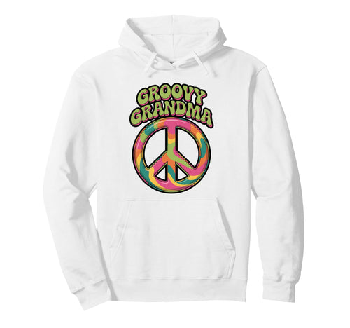 Groovy Grandma Rainbow Peace Sign Hoodie - Novelty Apparel for Adults - T-Shirt, Sweatshirt, Hoodie