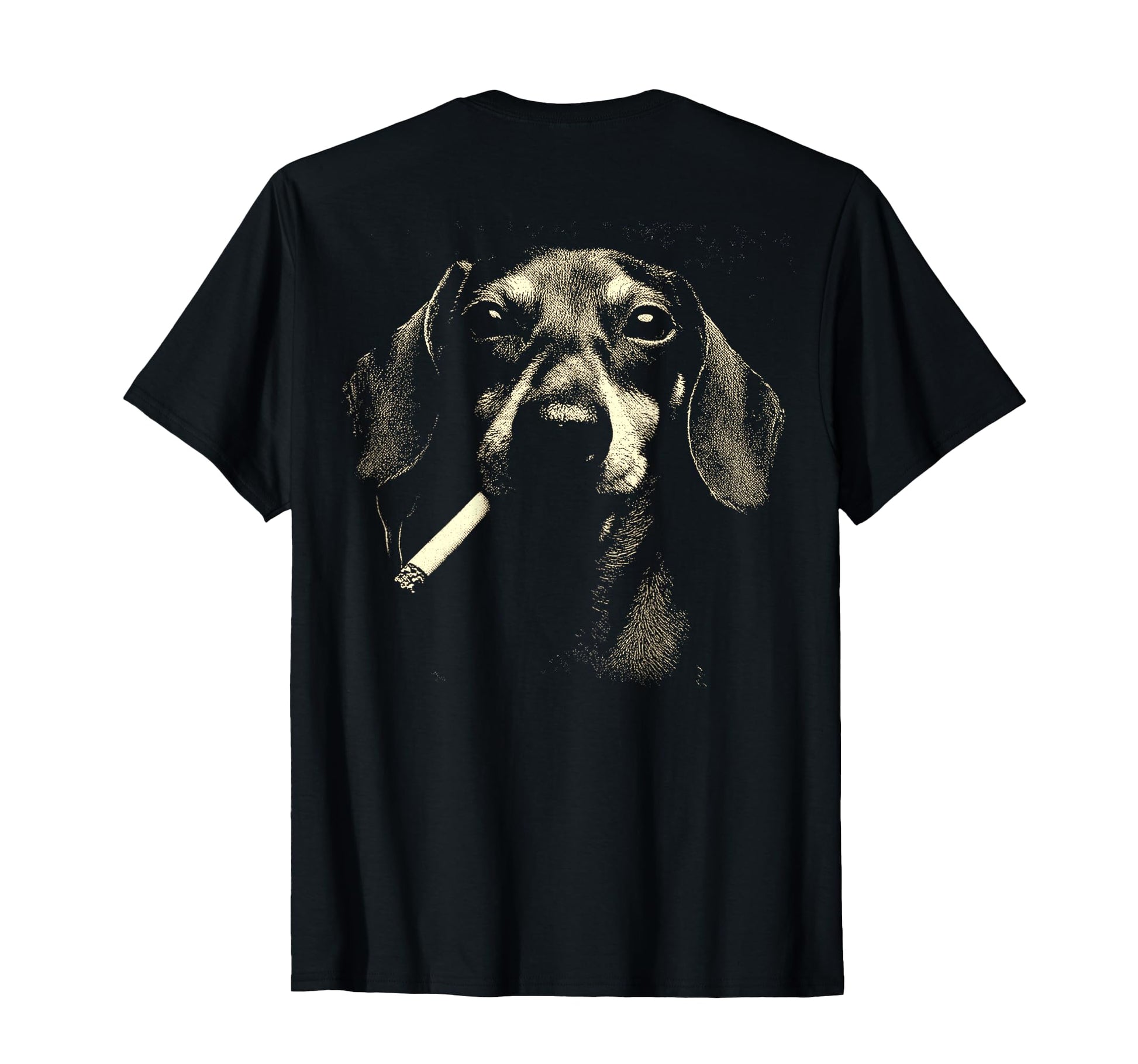 Dachshund Smoking Cigarette Grunge T-Shirt - Fun Novelty Design Men Women - T-Shirt, Sweatshirt, Hoodie