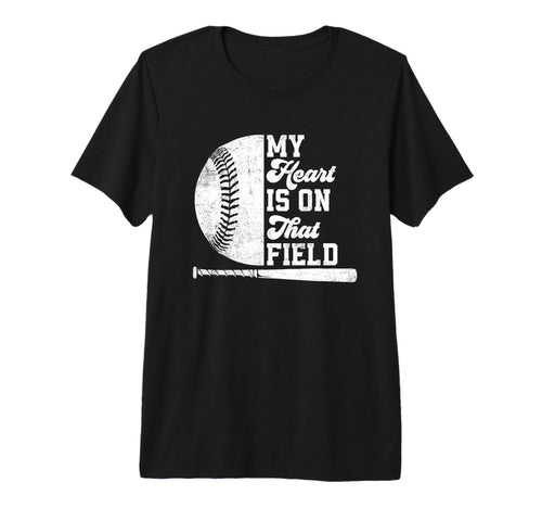 Mens Proud Baseball Dad Fan My Heart Is T-Shirt - Graphic Print for Adults - T-Shirt, Sweatshirt, Hoodie