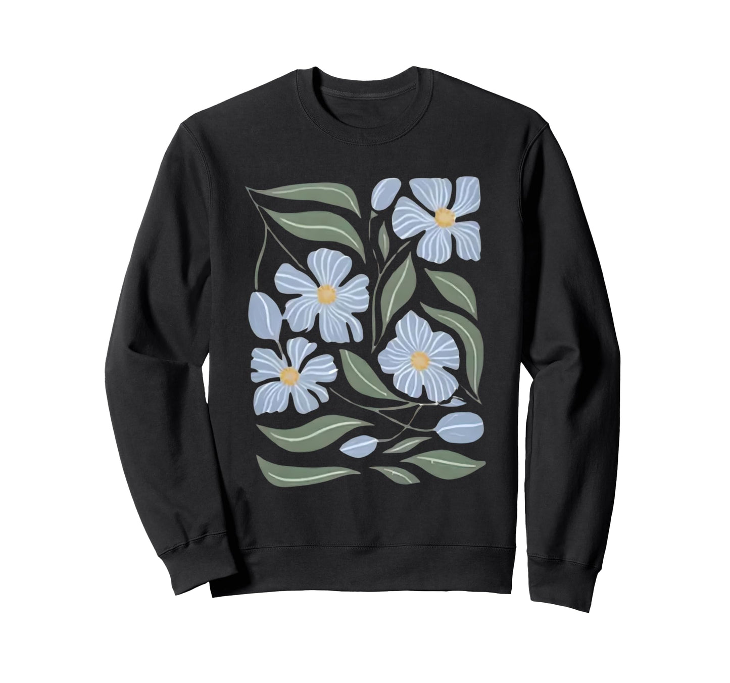 Wildflower Blue Spring Boho Floral Sweatshirt - Custom Art Print Men Women - T-Shirt, Sweatshirt, Hoodie