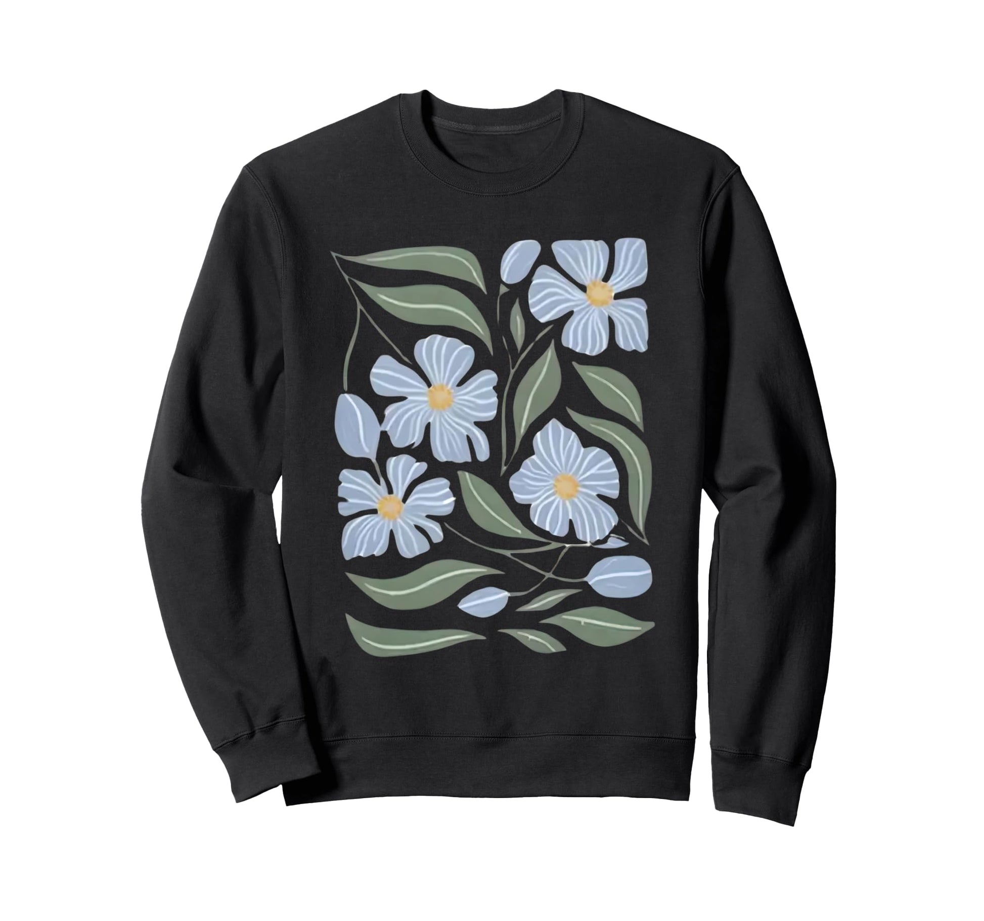 Wildflower Blue Spring Boho Floral Sweatshirt - Custom Art Print Men Women - T-Shirt, Sweatshirt, Hoodie