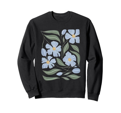 Wildflower Blue Spring Boho Floral Sweatshirt - Custom Art Print Men Women - T-Shirt, Sweatshirt, Hoodie