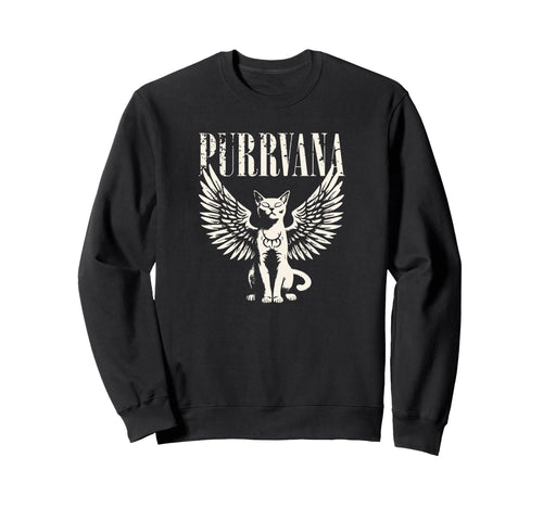 Purrvana Funny Cat Parody 90S Sweatshirt - Custom Art Print Men Women - T-Shirt, Sweatshirt, Hoodie