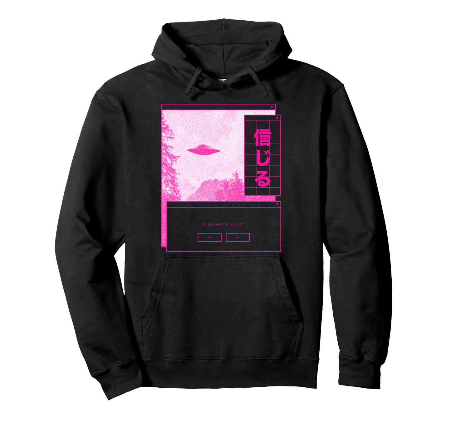 Ufo Vaporwave Aesthetic Japanese 80S Hoodie - Graphic Print Men Women - T-Shirt, Sweatshirt, Hoodie