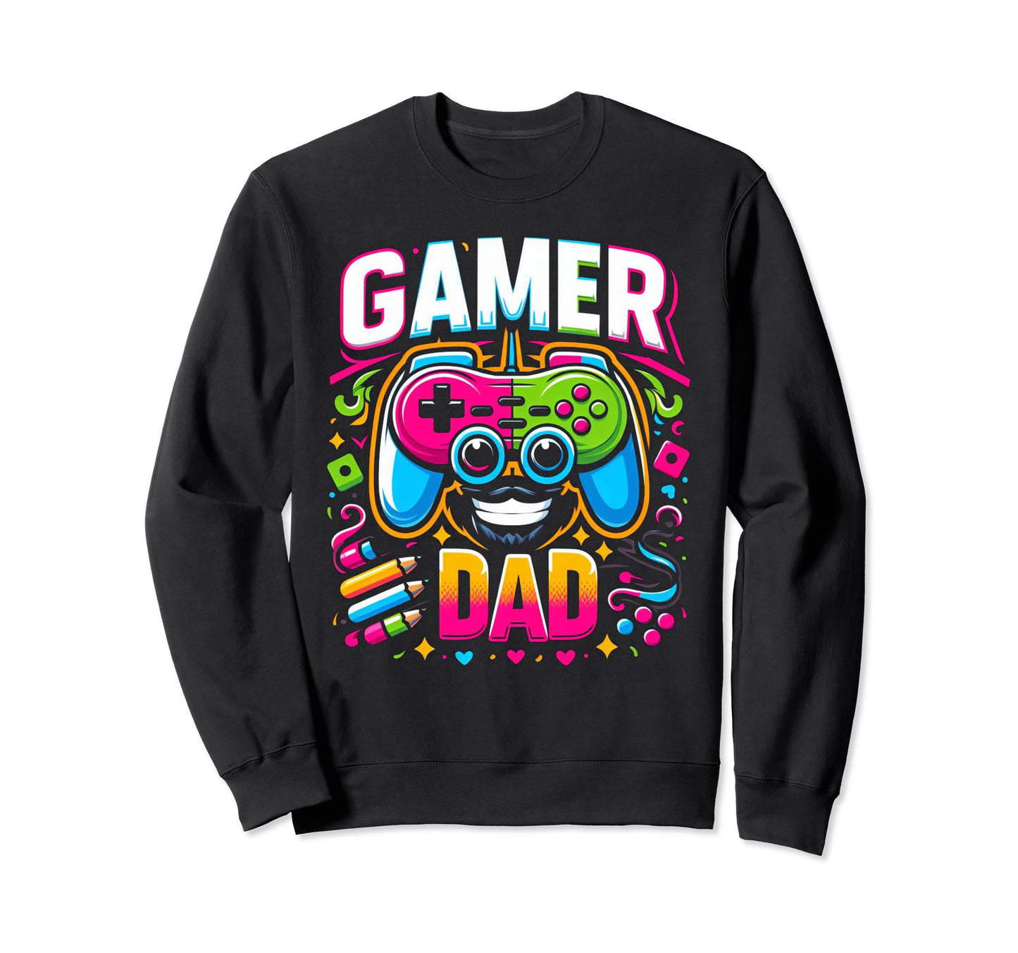 Gamer Dad Game Controller Gaming Sweatshirt - Minimalist Print Men Women - T-Shirt, Sweatshirt, Hoodie