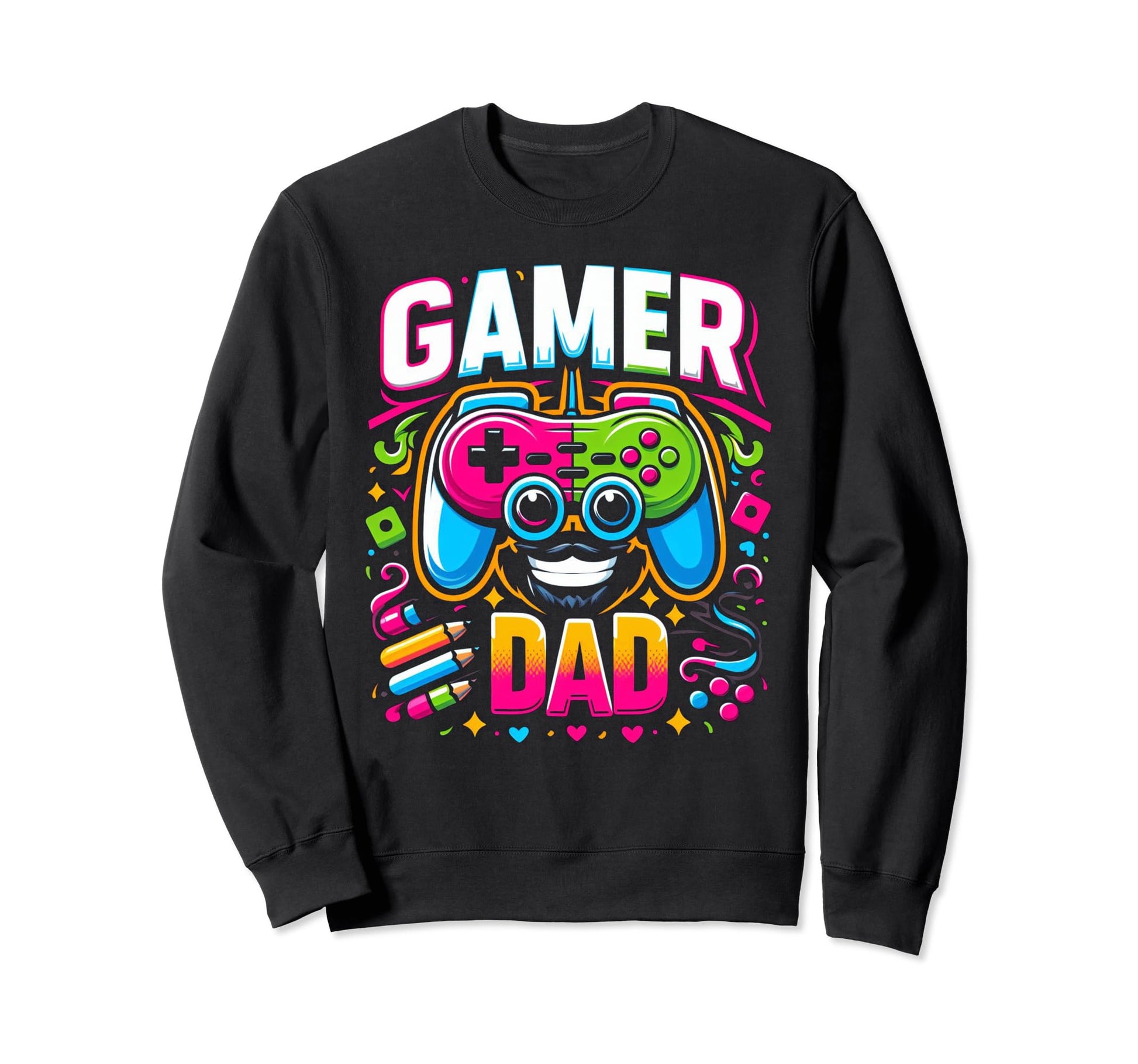 Gamer Dad Game Controller Gaming Sweatshirt - Minimalist Print Men Women - T-Shirt, Sweatshirt, Hoodie