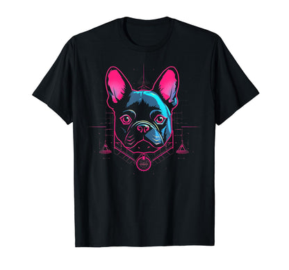 French Bulldog Dog Vaporwave Retrowave T-Shirt - Trendy Graphic Unisex - T-Shirt, Sweatshirt, Hoodie