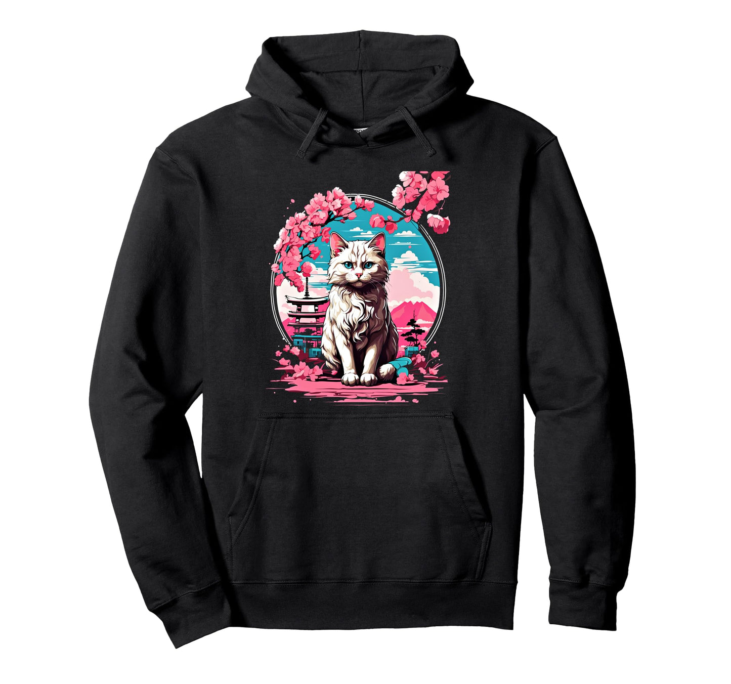 Anime Cat Japanese Aesthetic Japan Hoodie - Graphic Print for Adults - T-Shirt, Sweatshirt, Hoodie