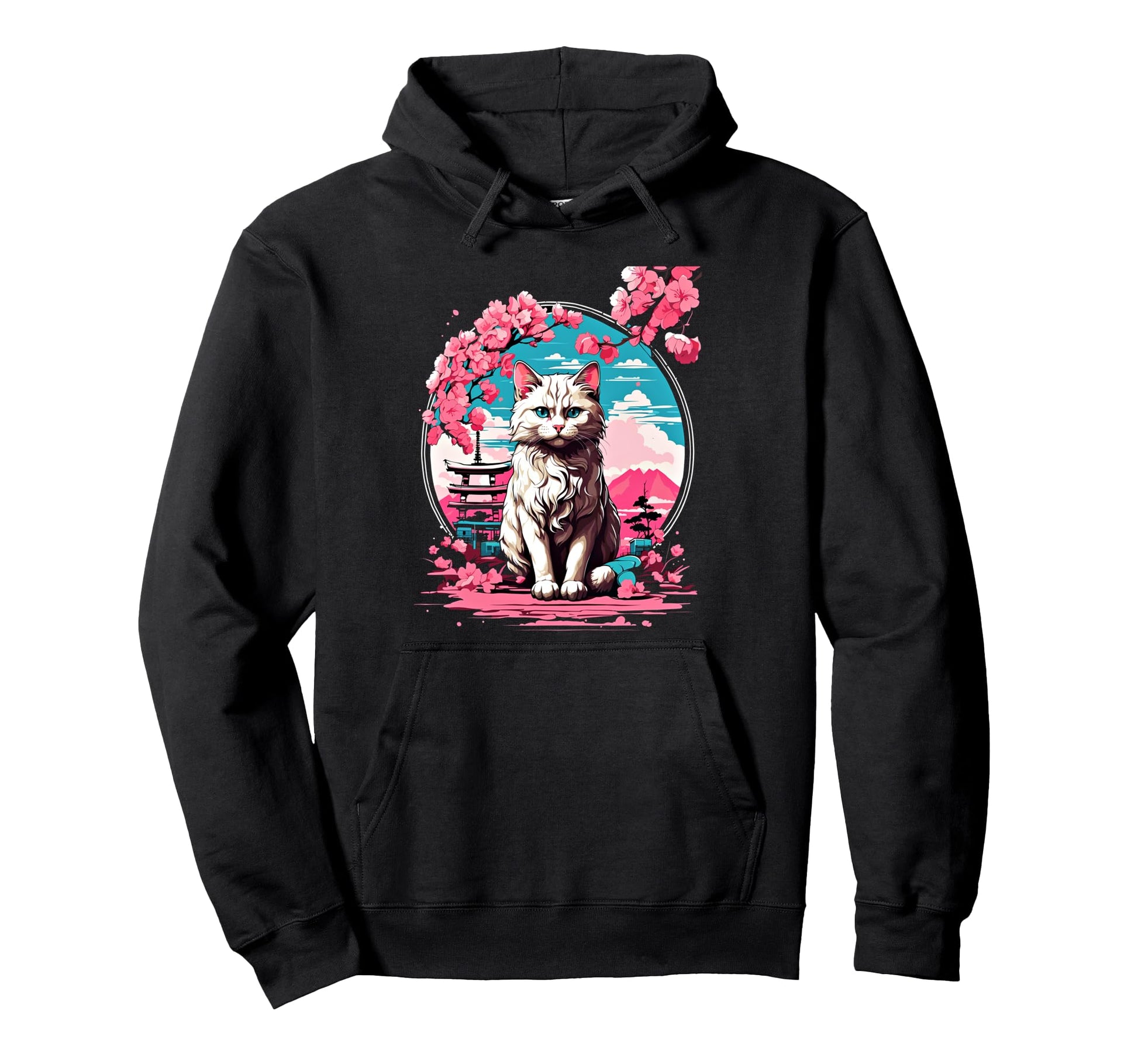 Anime Cat Japanese Aesthetic Japan Hoodie - Graphic Print for Adults - T-Shirt, Sweatshirt, Hoodie