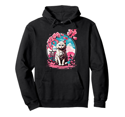 Anime Cat Japanese Aesthetic Japan Hoodie - Graphic Print for Adults - T-Shirt, Sweatshirt, Hoodie