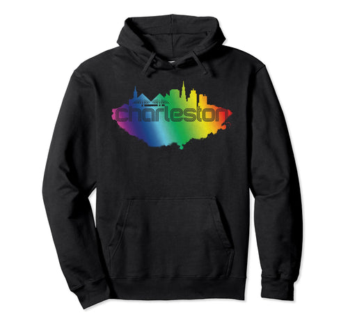 Charleston Skyline Horizon 70S Rainbow Hoodie - Trendy Graphic for Adults - T-Shirt, Sweatshirt, Hoodie