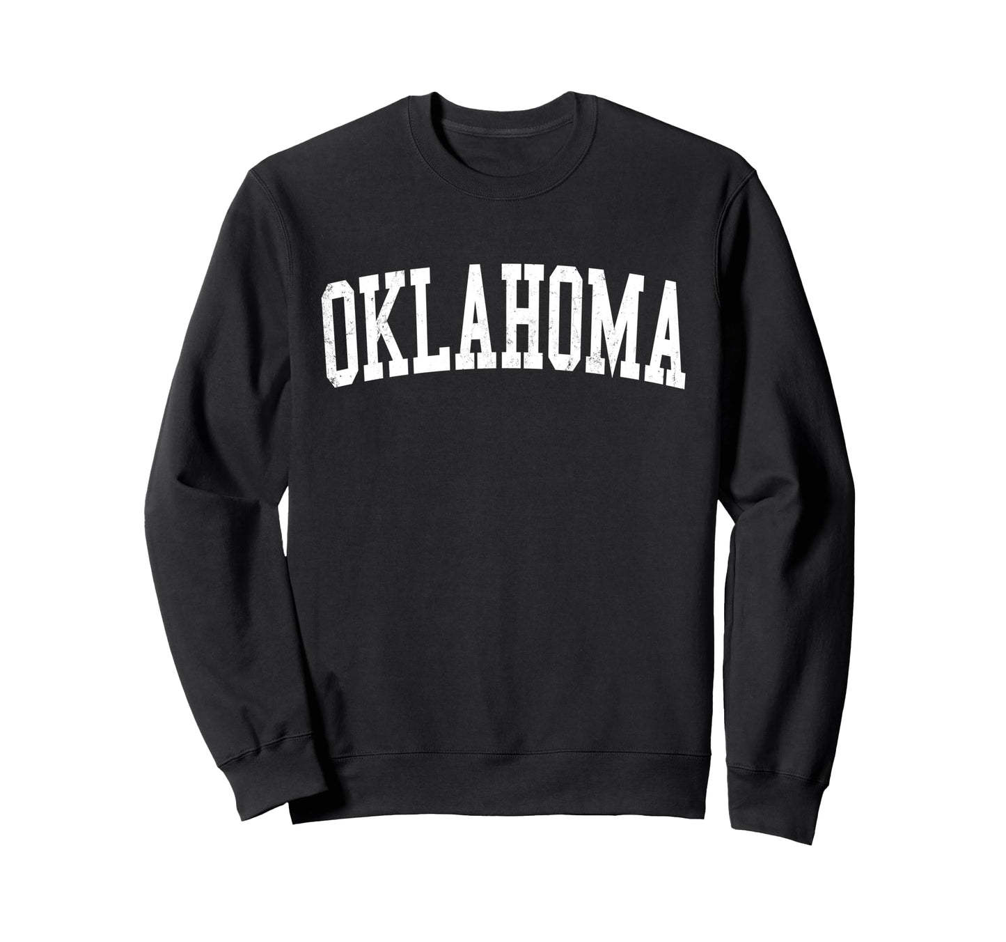 Oklahoma Distressed White Varsity Text Sweatshirt - Graphic Print Men Women - T-Shirt, Sweatshirt, Hoodie