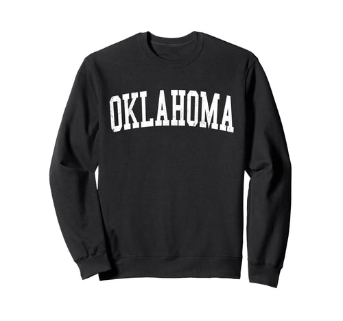 Oklahoma Distressed White Varsity Text Sweatshirt - Graphic Print Men Women - T-Shirt, Sweatshirt, Hoodie