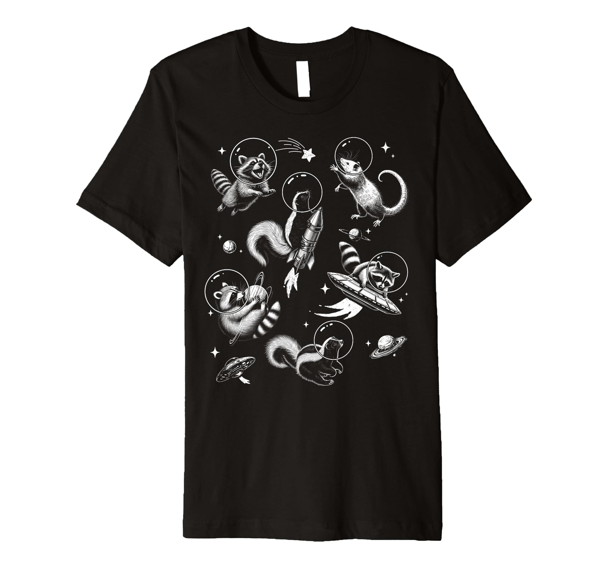 Funny Raccoon Space Hilarious Feral T-Shirt - Novelty Apparel Unisex - T-Shirt, Sweatshirt, Hoodie