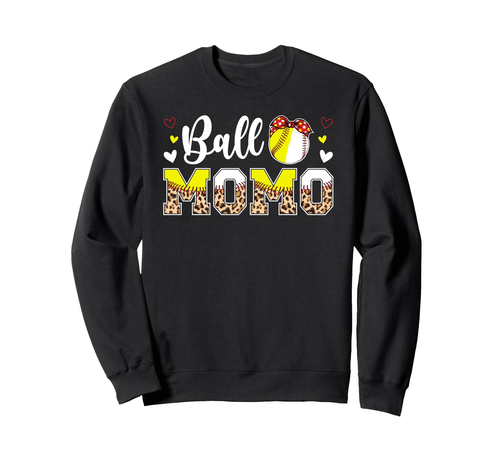 Ball Momo Leopard Softball Sweatshirt - Minimalist Print for Adults - T-Shirt, Sweatshirt, Hoodie