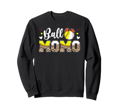 Ball Momo Leopard Softball Sweatshirt - Minimalist Print for Adults - T-Shirt, Sweatshirt, Hoodie