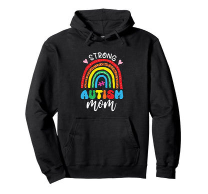 Rainbow Leopard Strong Autism Mom Autism Hoodie - Graphic Print Men Women - T-Shirt, Sweatshirt, Hoodie