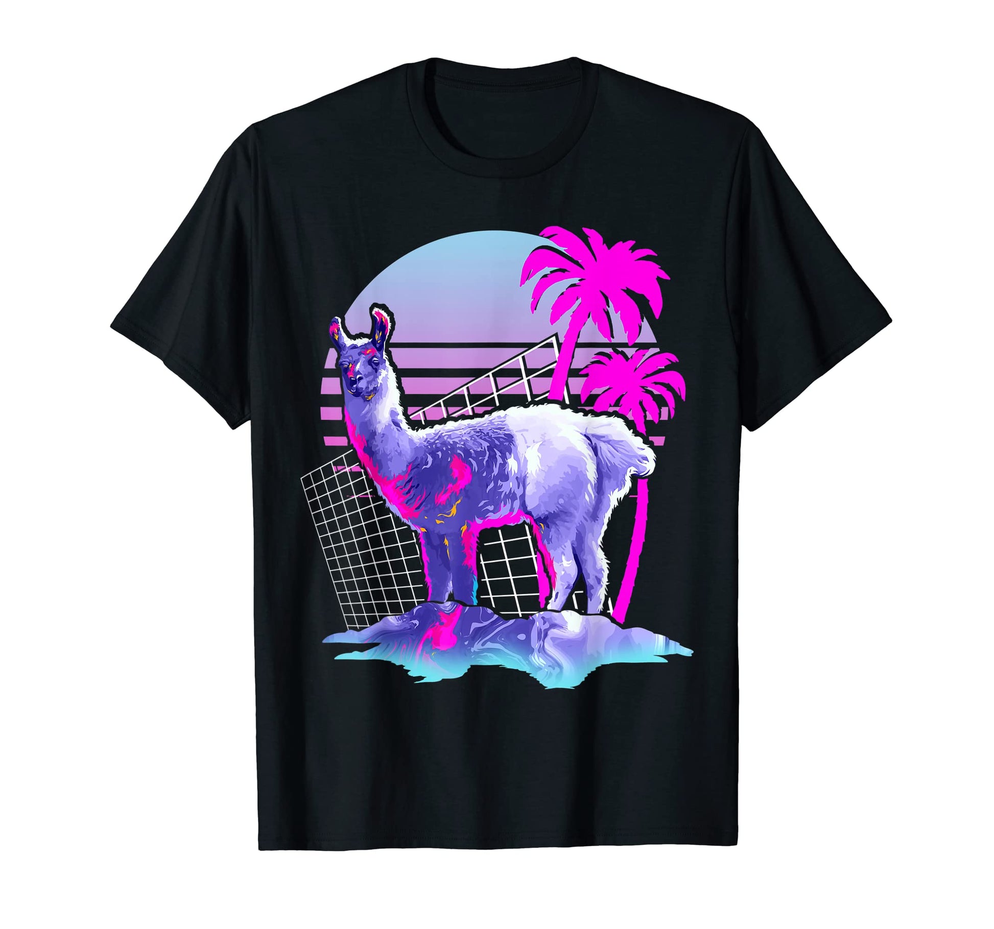 Funny Llama Vaporwave Aesthetic T-Shirt - Streetwear Style for Adults - T-Shirt, Sweatshirt, Hoodie