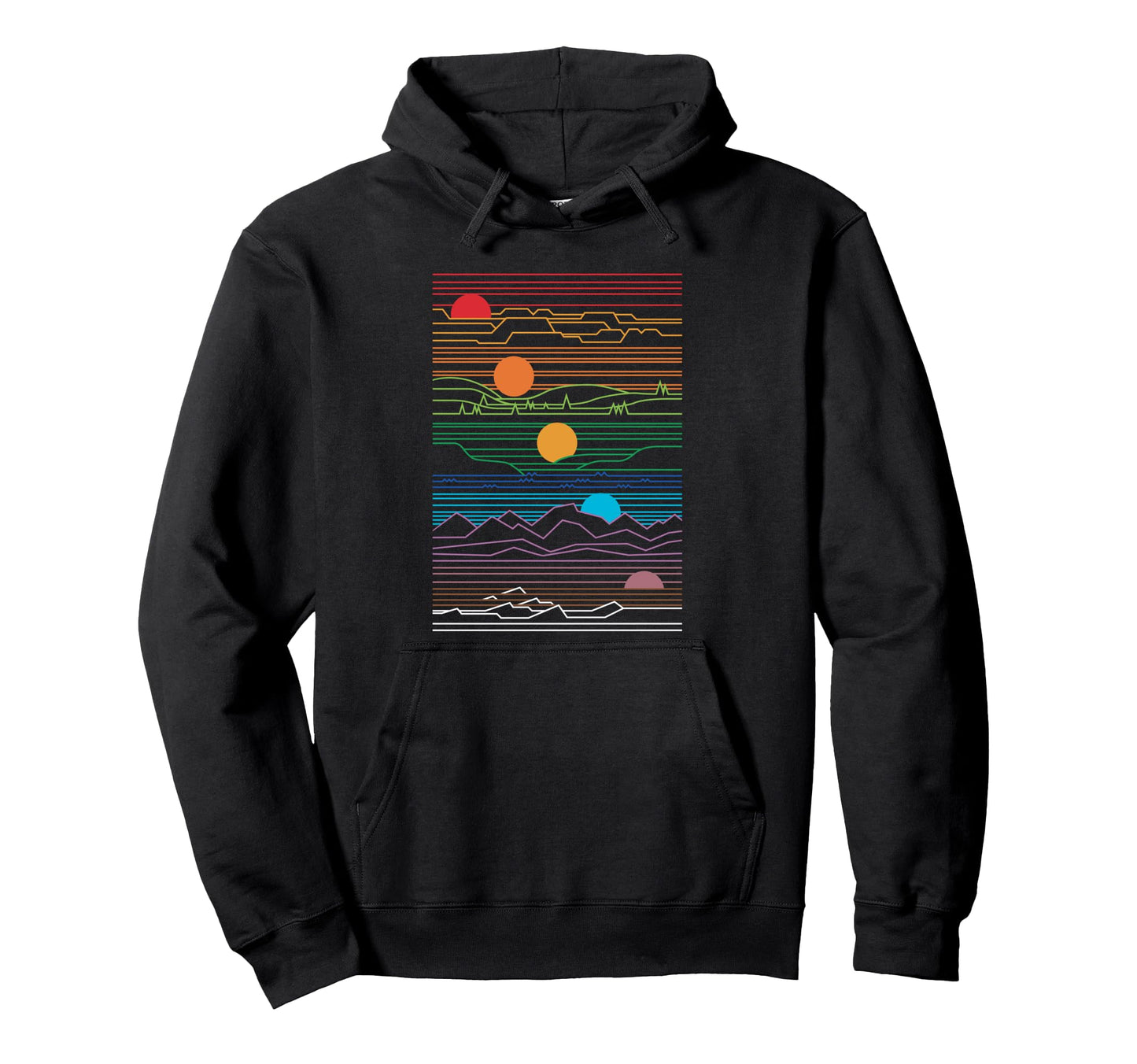Sun Moon Mountains Landscape Hoodie - Fun Novelty Design Men Women - T-Shirt, Sweatshirt, Hoodie