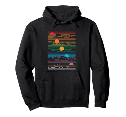 Sun Moon Mountains Landscape Hoodie - Fun Novelty Design Men Women - T-Shirt, Sweatshirt, Hoodie
