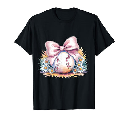 Baseball Coquette Bow Baseball Mom T-Shirt - Graphic Print Unisex - T-Shirt, Sweatshirt, Hoodie