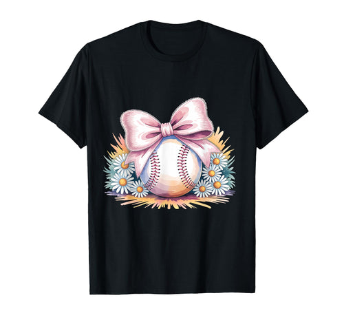 Baseball Coquette Bow Baseball Mom T-Shirt - Graphic Print Unisex - T-Shirt, Sweatshirt, Hoodie