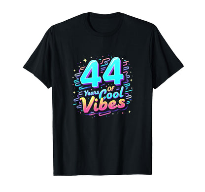 44 Years Vibes Birthday Gift Black T-Shirt - Minimalist Print for Adults - T-Shirt, Sweatshirt, Hoodie