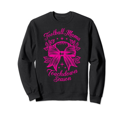 Womens Moms Coquette Bow Football Sweatshirt - Casual Everyday Wear Unisex - T-Shirt, Sweatshirt, Hoodie