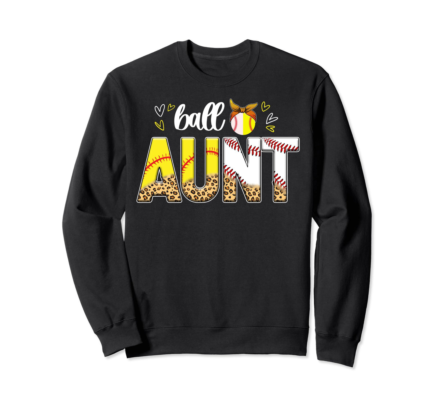 Ball Aunt Leopard Baseball Softball Sweatshirt - Graphic Print Men Women - T-Shirt, Sweatshirt, Hoodie