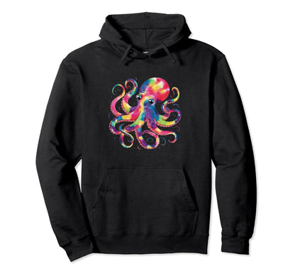 Octopus Tie Dye Rainbow Funny Colorful Hoodie - Novelty Apparel for Adults - T-Shirt, Sweatshirt, Hoodie
